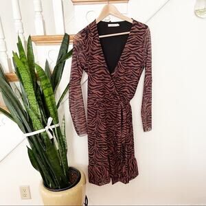 sissy boy brown black zebra print wrap mini dress